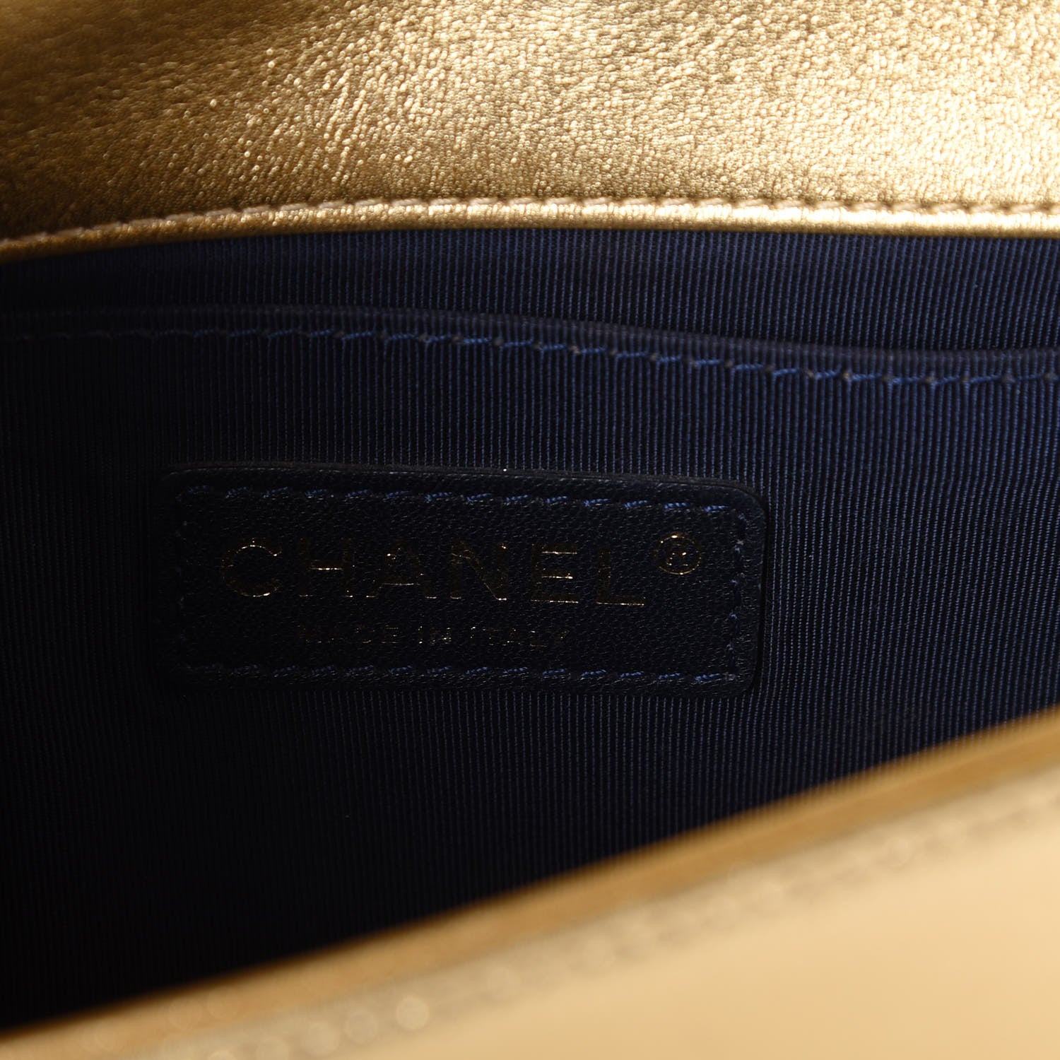 Chanel Metallic Lambskin Embossed Small Cube Boy Flap Gold 6 of 7