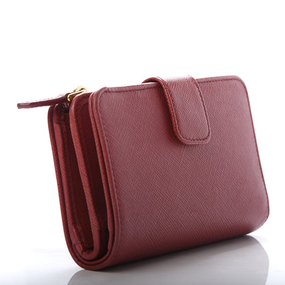 Prada Saffiano Metal Compact Wallet Fuoco 3 of 7