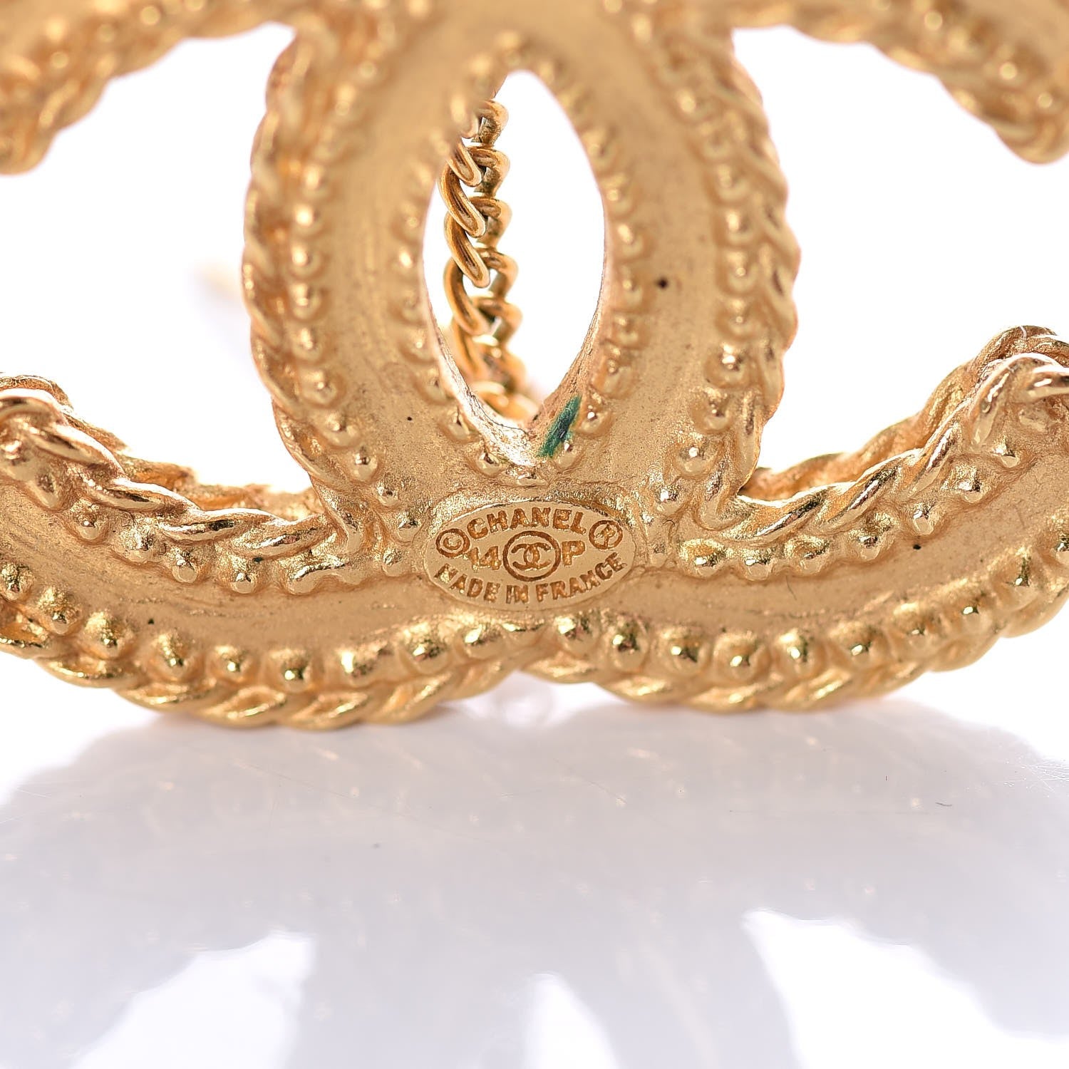 Chanel CC Drop Earrings Matte Gold 3 of 4