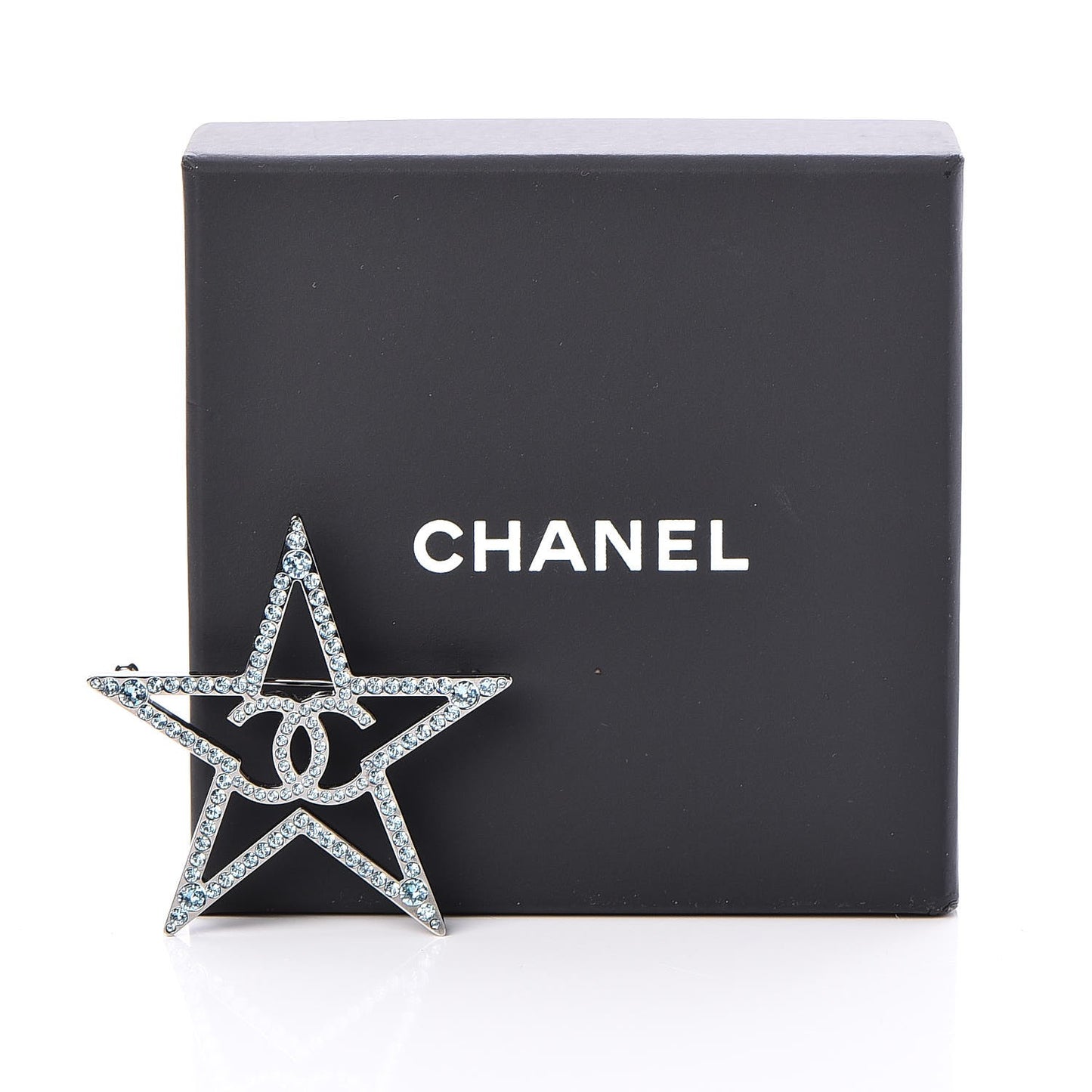 Ruthenium Crystal Star CC Brooch Blue