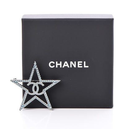 Chanel Ruthenium Crystal Star CC Brooch Blue 5 of 5
