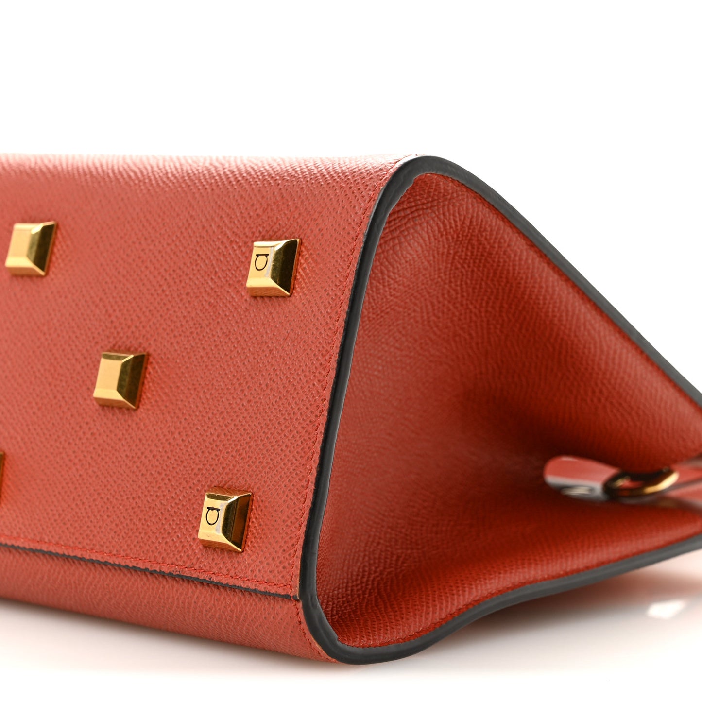 Hammered Calfskin Small The Studio Box Bag Brick