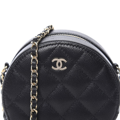 Chanel Caviar Quilted Round Clutch With Chain Black 10 of 10