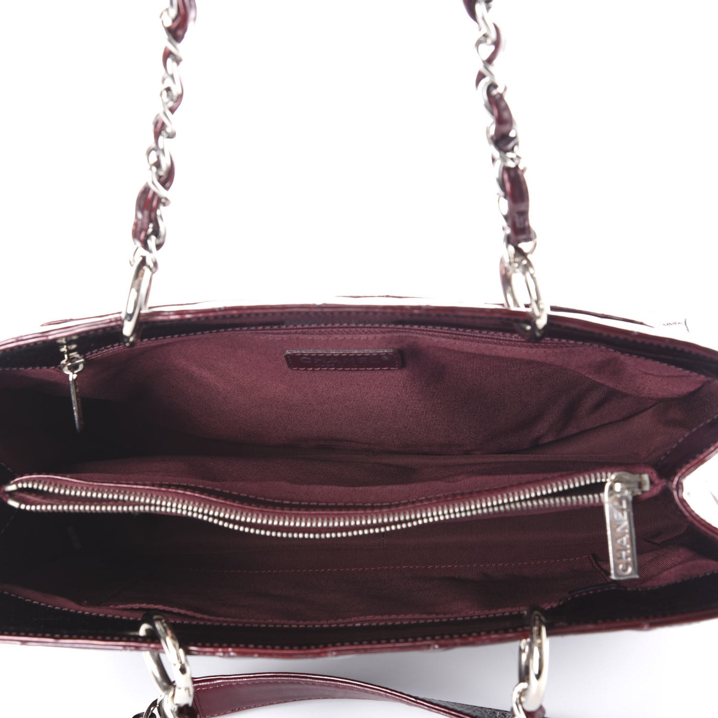 Patent Quilted Grand Shopping Tote GST Dark Bordeaux