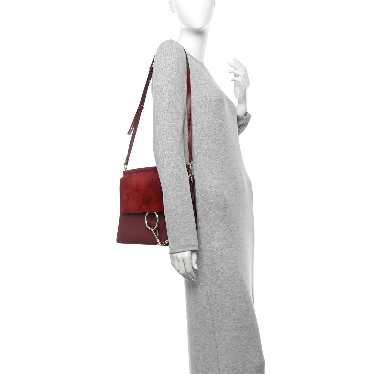 Calfskin Suede Medium Faye Shoulder Bag Plum Purple