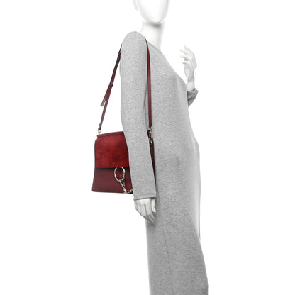 Chloe Calfskin Suede Medium Faye Shoulder Bag Plum Purple 2 of 12
