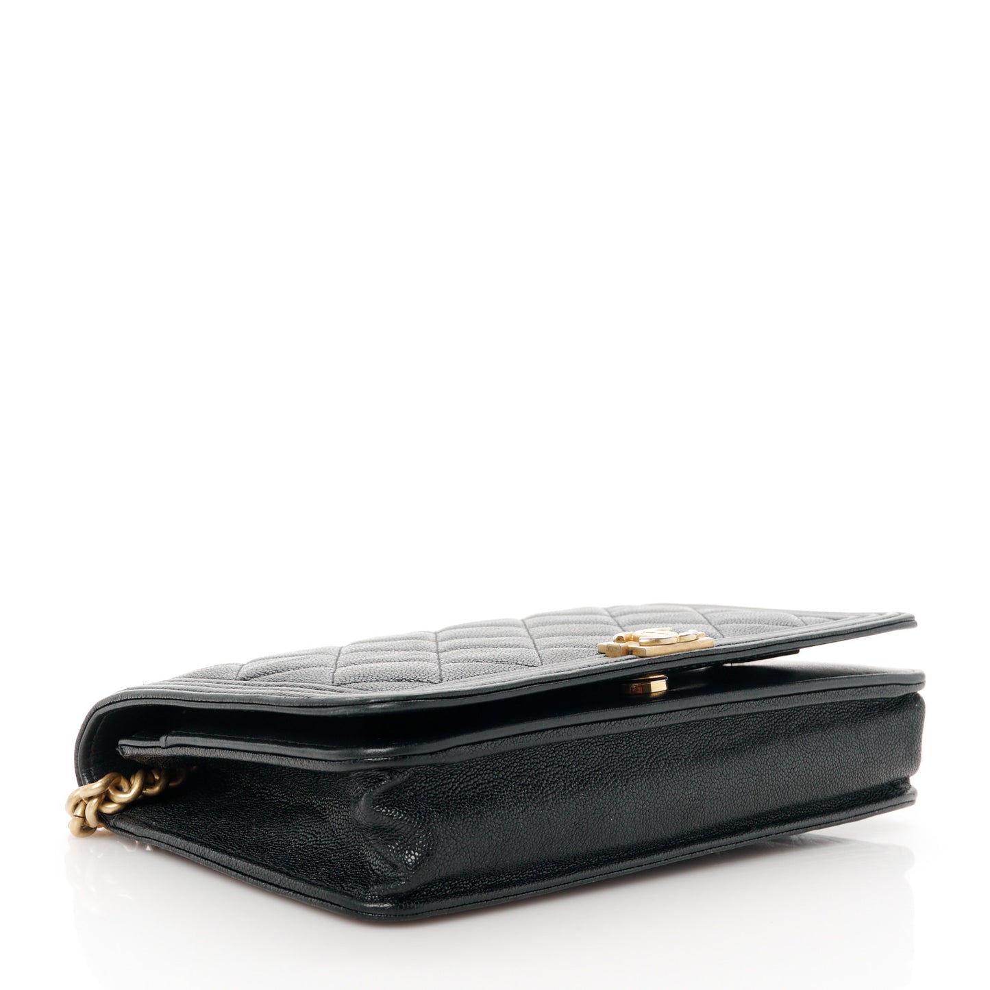 Caviar Quilted Boy Wallet On Chain WOC Black