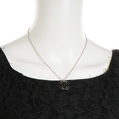 Chanel Enamel CC Necklace Black Silver 2 of 5