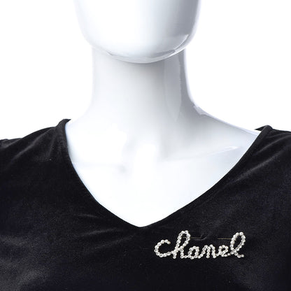 Chanel Metal Glass Swirling Pearls Brooch Pin Gold 2 of 5