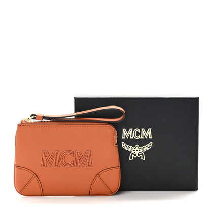 MCM Spanish Calfskin X-Mini Aren Wristlet Zip Pouch Cognac 8 of 8