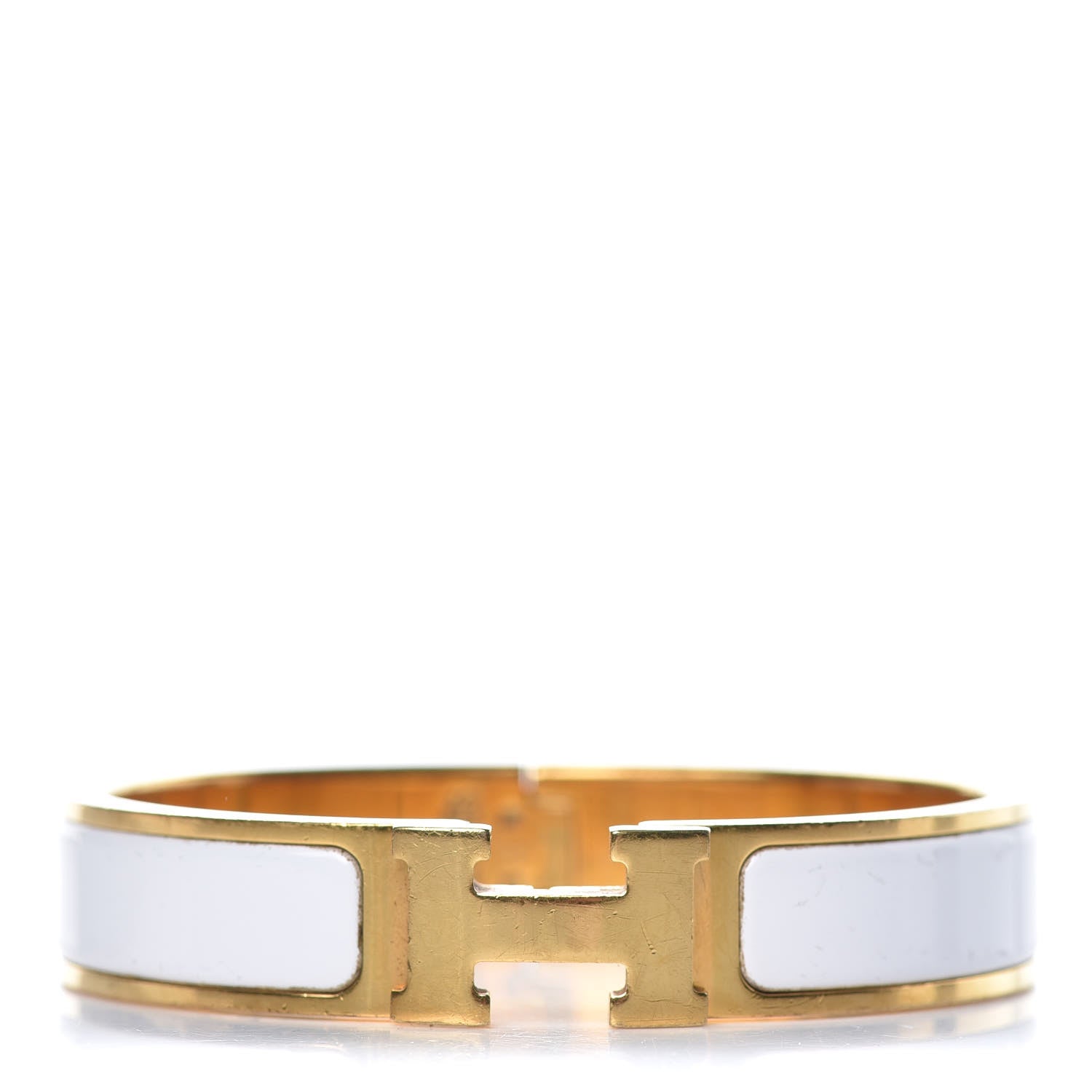 Hermes Enamel Narrow Clic Clac H Bracelet PM White 1 of 7