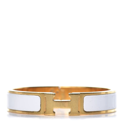 Hermes Enamel Narrow Clic Clac H Bracelet PM White 1 of 7