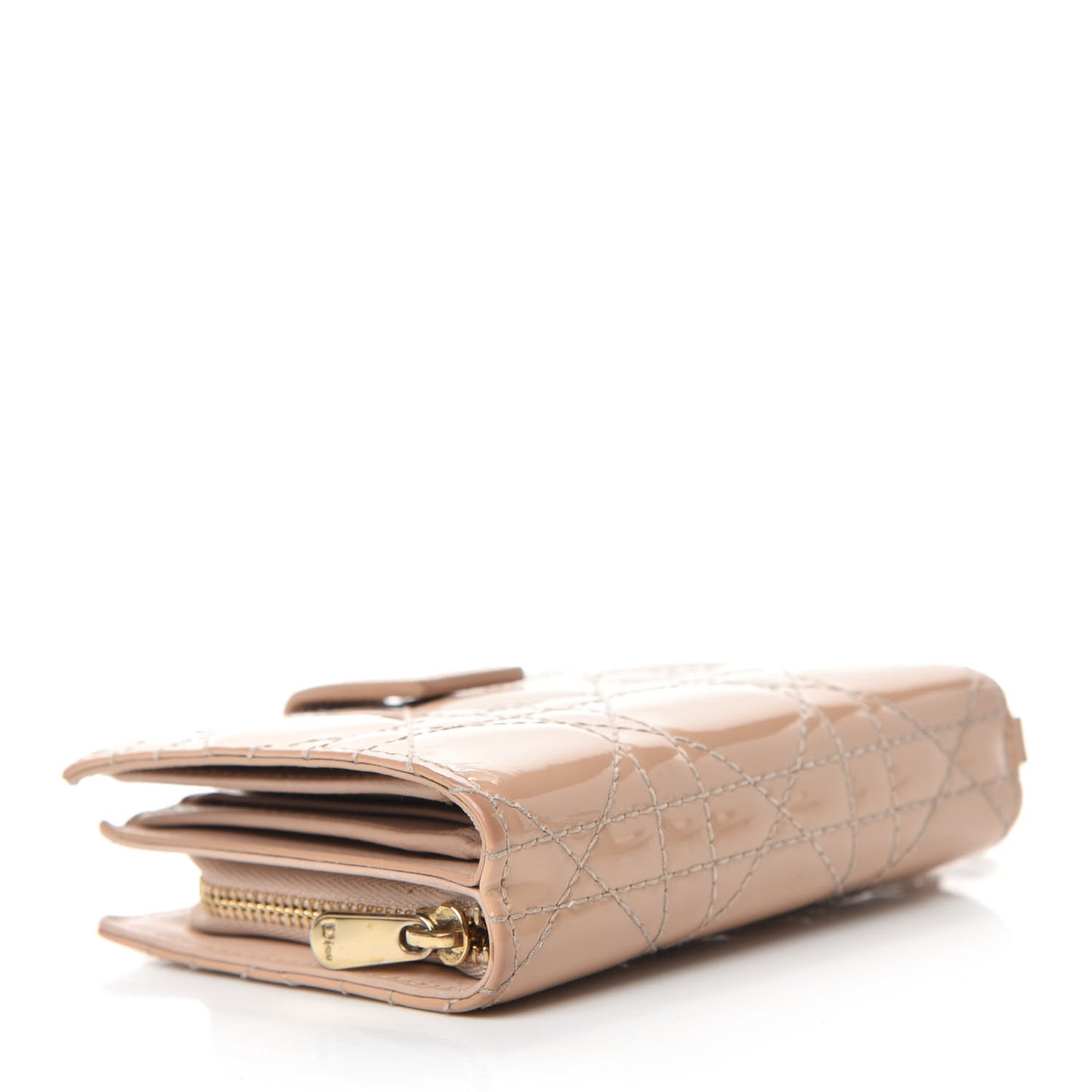 Patent Cannage Lady Dior Eden Wallet Beige