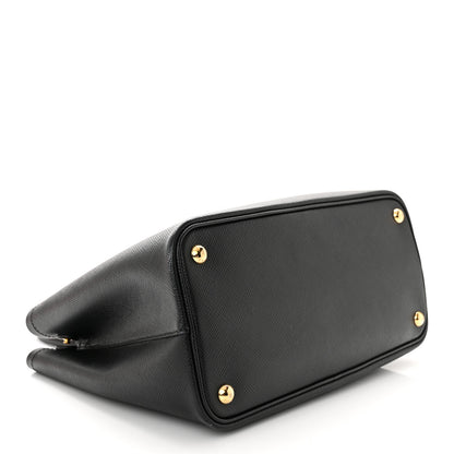 Prada Saffiano Cuir Small Double Bag Black Fuoco 4 of 12