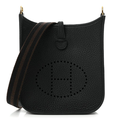 Hermes Taurillon Clemence Amazone Evelyne TPM Black Chocolate 1 of 14