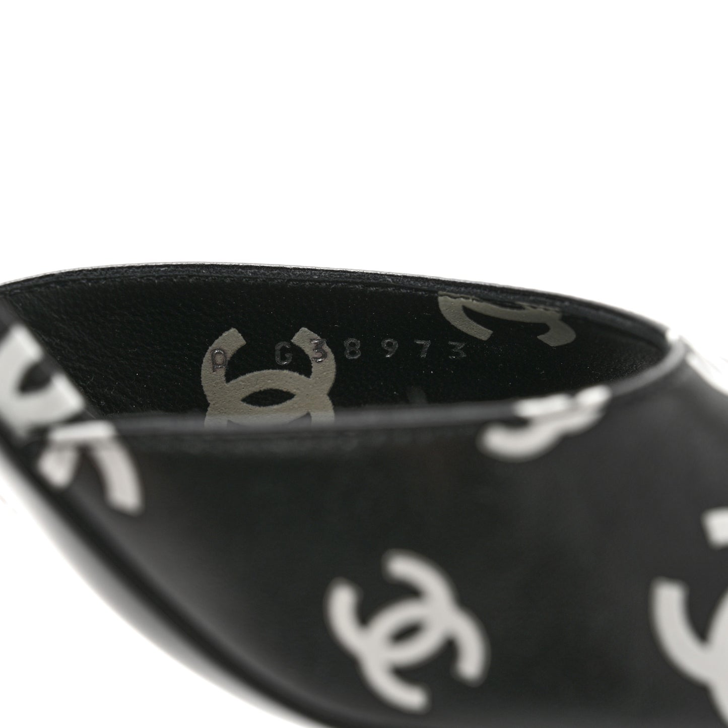 Printed Lambskin CC Sandals 38 Black White