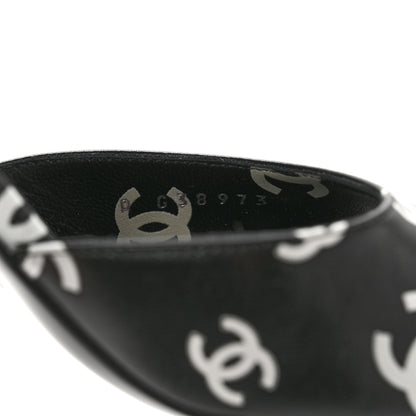 Chanel Printed Lambskin CC Sandals 38 Black White 8 of 12