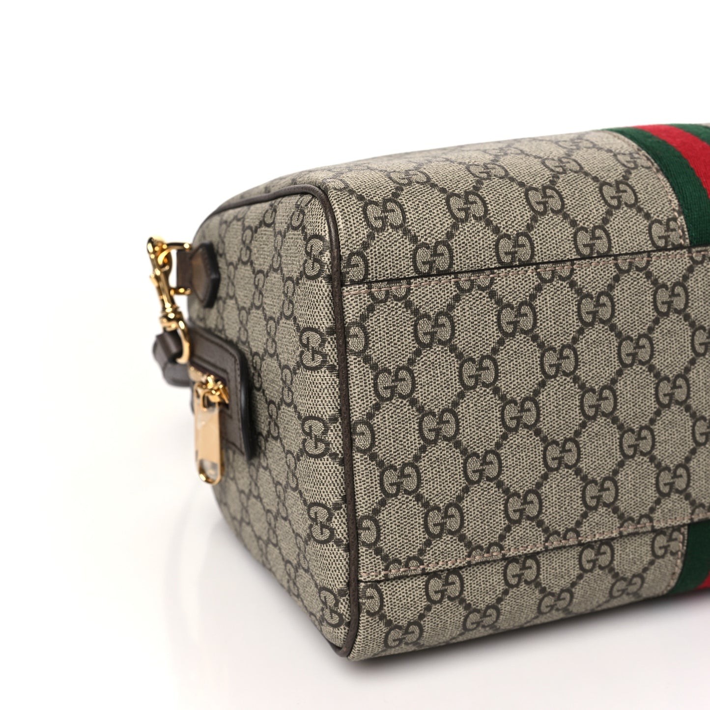 GG Supreme Monogram Web Medium Ophidia Top Handle Bag Beige Ebony