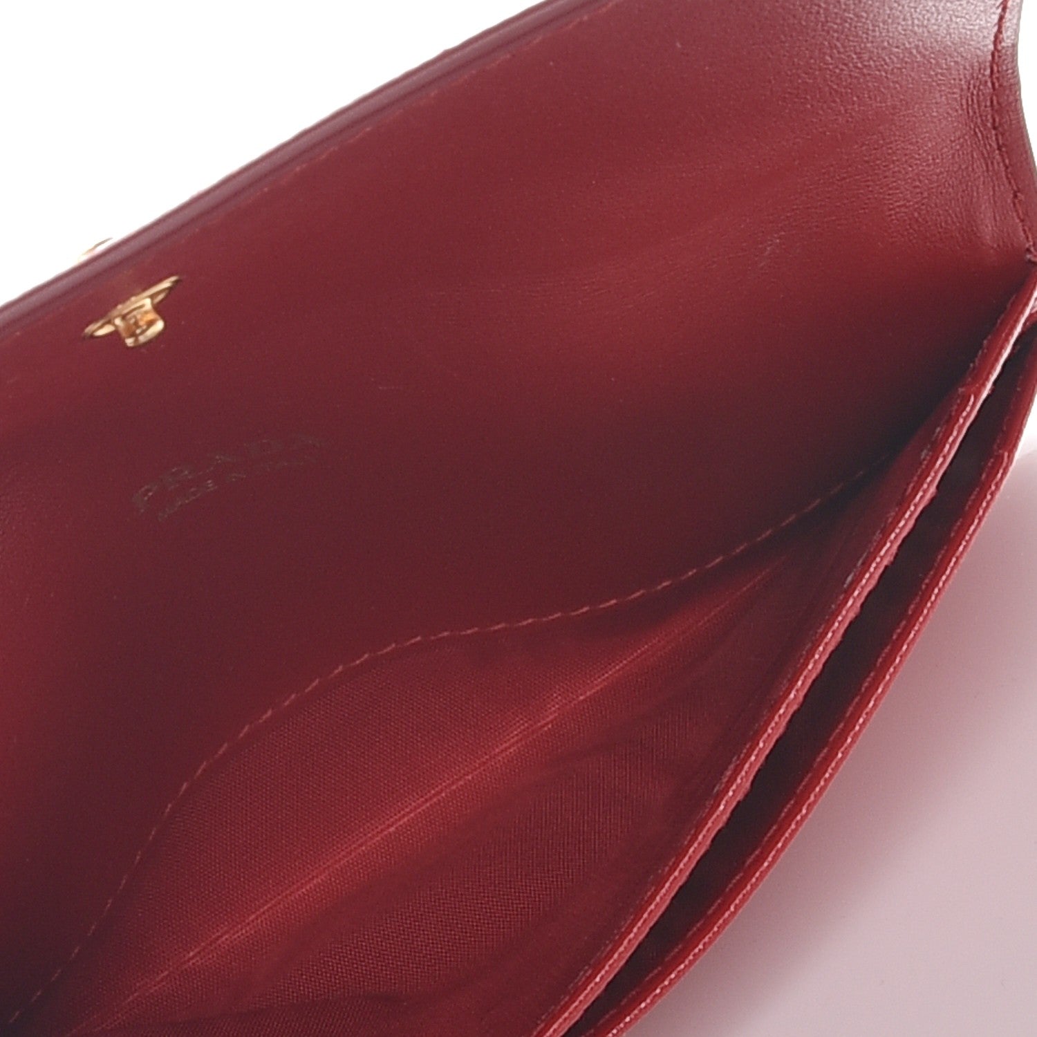 Prada Saffiano Vernice Metal Card Holder Rosso 5 of 8