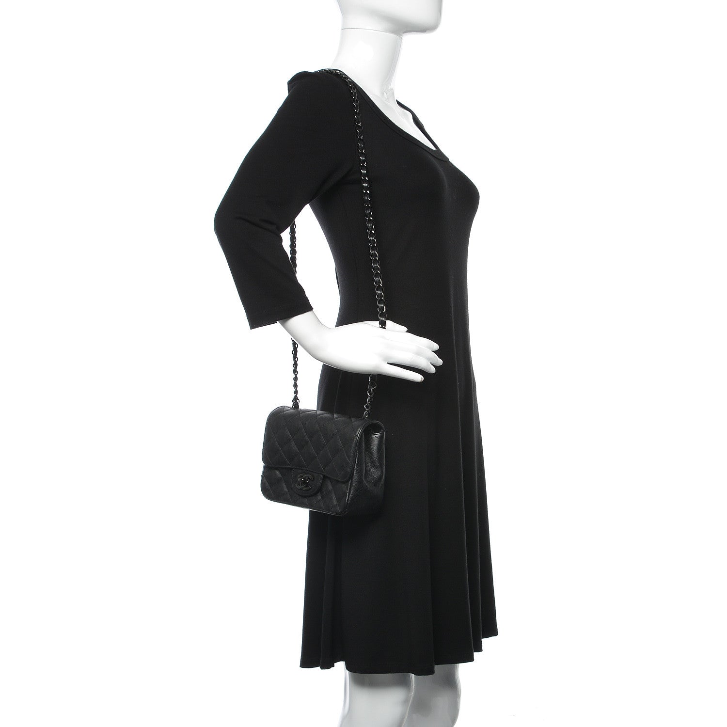 Chanel Crumpled Calfskin Quilted Mini Square Flap So Black 2 of 10