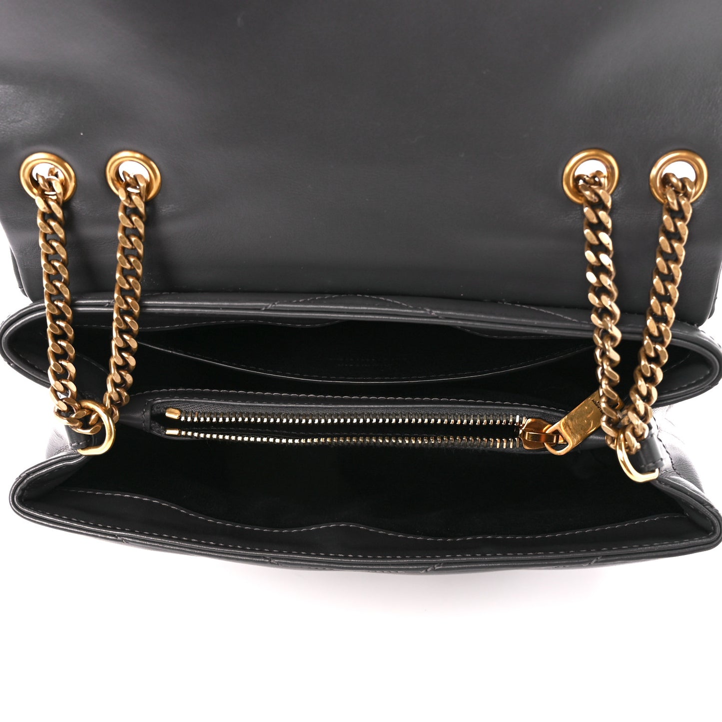 Calfskin Y Quilted Monogram Small Loulou Chain Satchel Storm