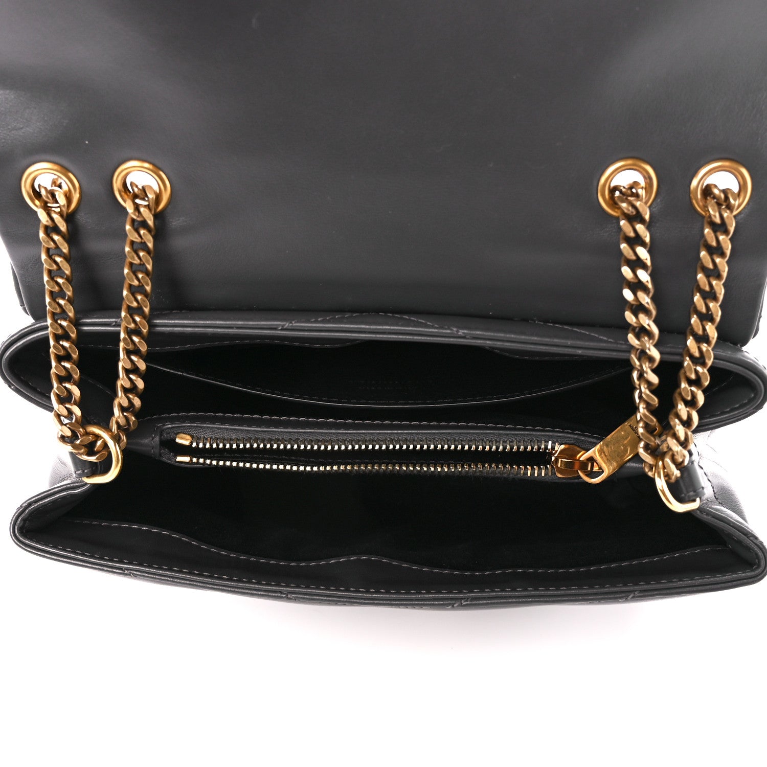 Saint Laurent Calfskin Y Quilted Monogram Small Loulou Chain Satchel Storm 5 of 11