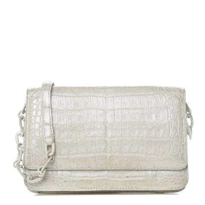 Nancy Gonzalez Crocodile Wallet On Chain White 1 of 9