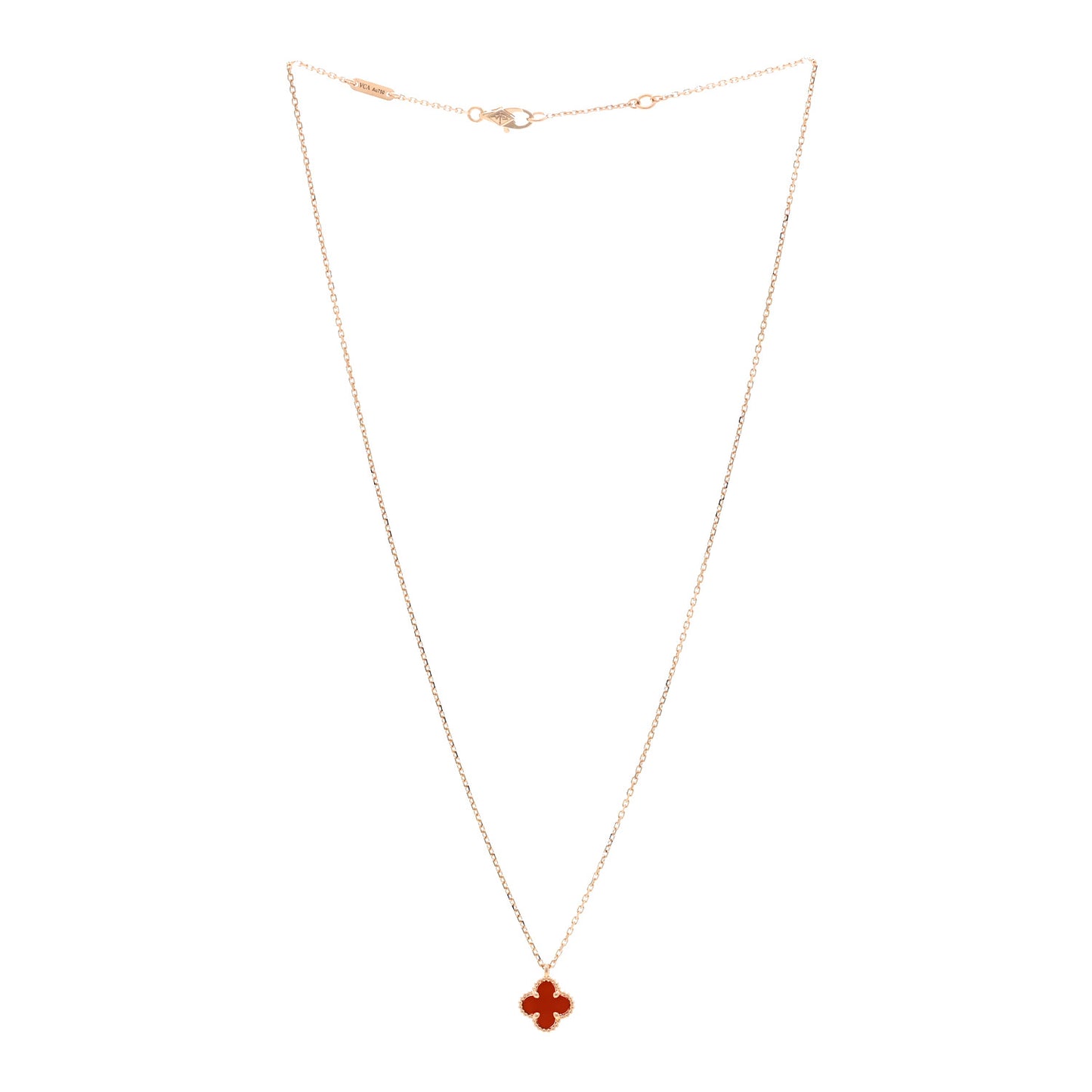 18K Rose Gold Carnelian Sweet Alhambra Pendant Necklace