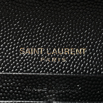 Saint Laurent Grain De Poudre Matelasse Chevron Monogram Flap Wallet Black 6 of 10