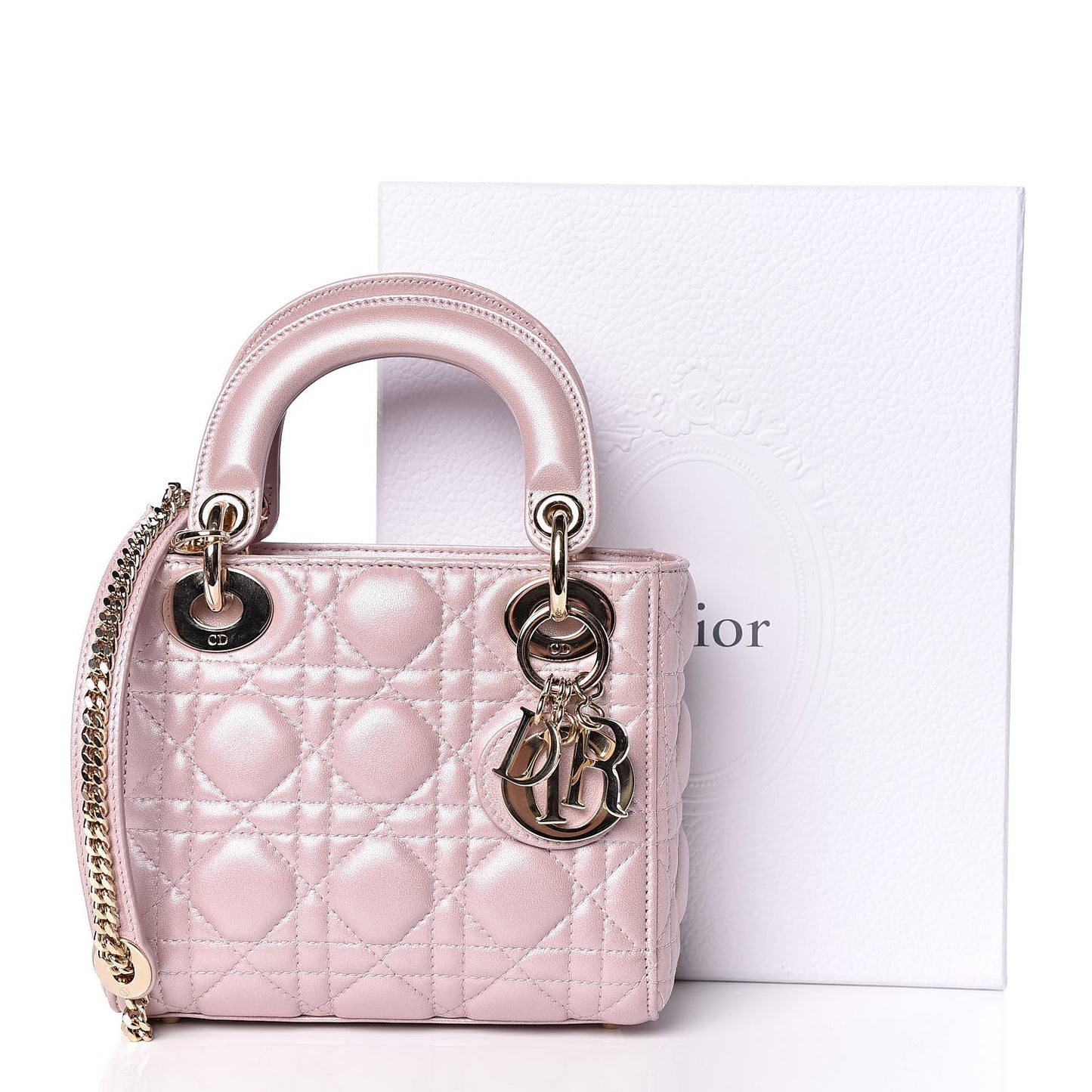 Metallic Lambskin Cannage Mini Lady Dior Lotus