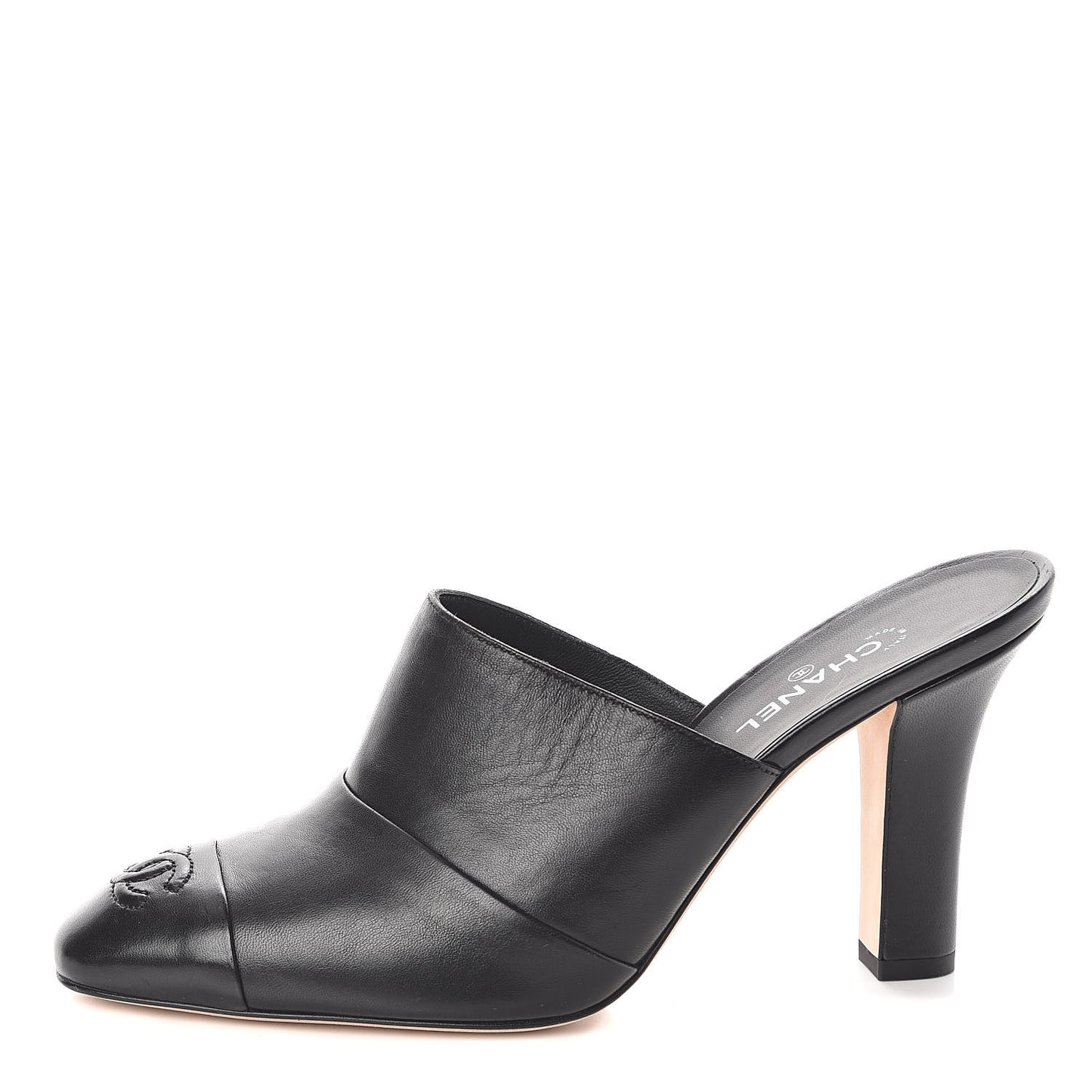 Lambskin Cap Toe CC Mules 38.5 Black