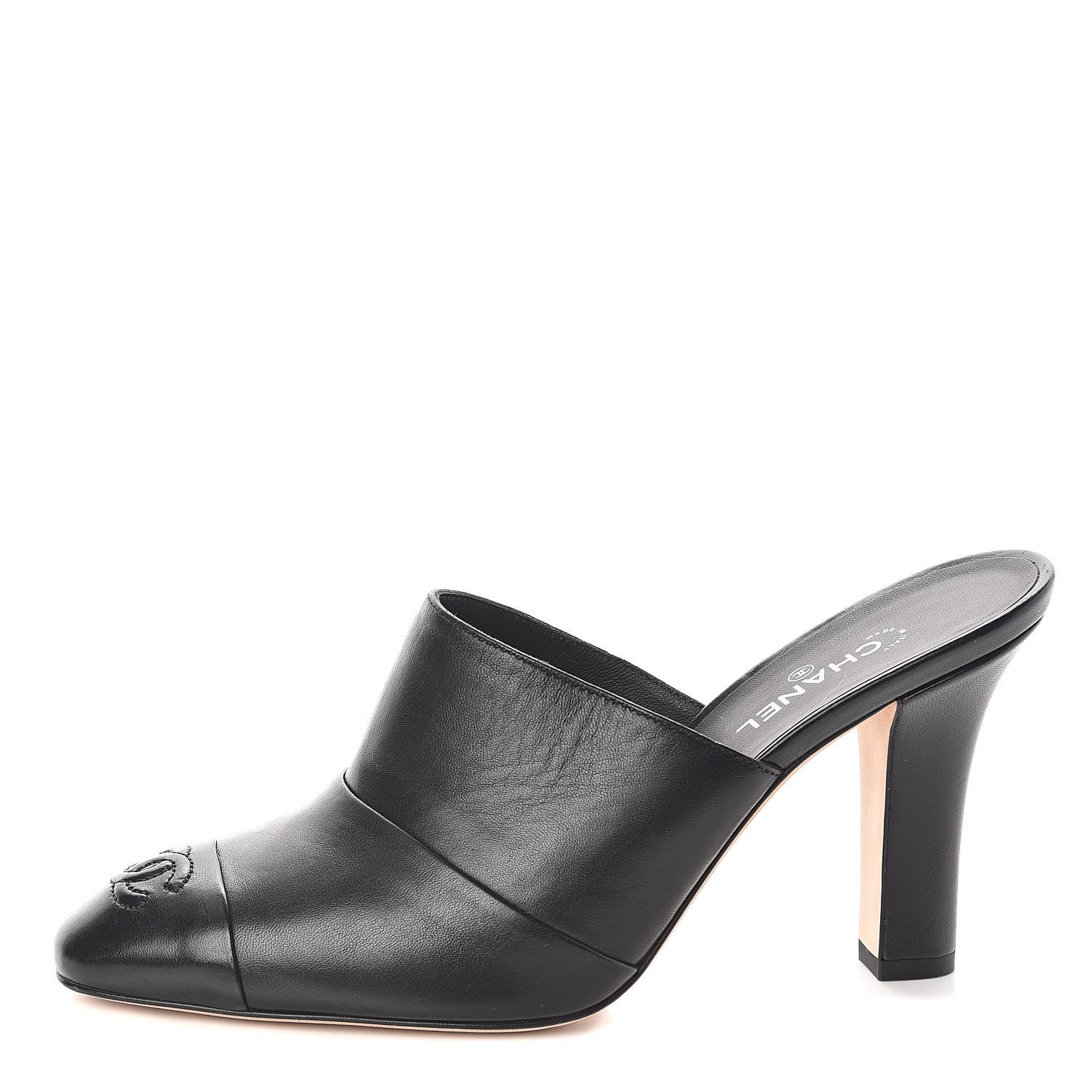 Chanel Lambskin Cap Toe CC Mules 38.5 Black 1 of 7