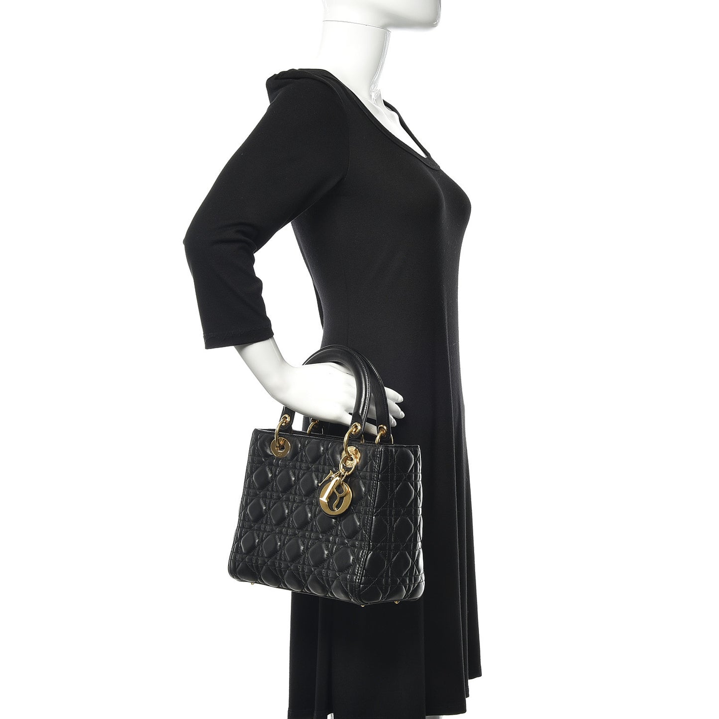 Lambskin Cannage Medium Lady Dior Black