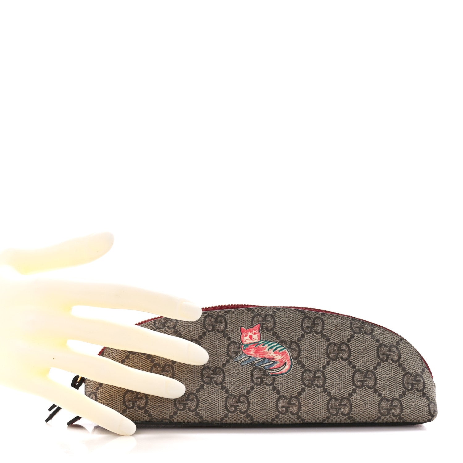 Gucci GG Supreme Monogram Cat Pencil Case Beige Ebony 2 of 10