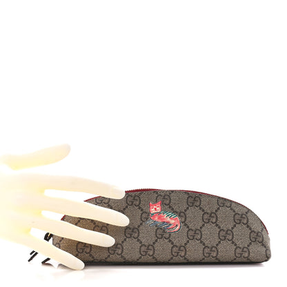 Gucci GG Supreme Monogram Cat Pencil Case Beige Ebony 2 of 10