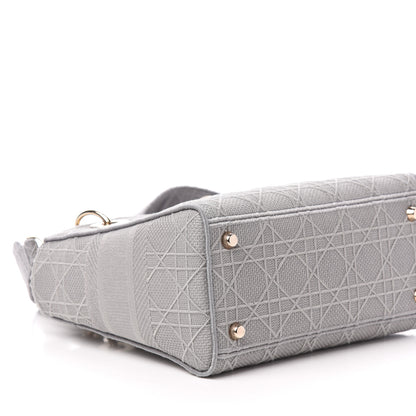 Christian Dior Canvas Embroidered Cannage Medium Lady D-Lite Gray 8 of 11