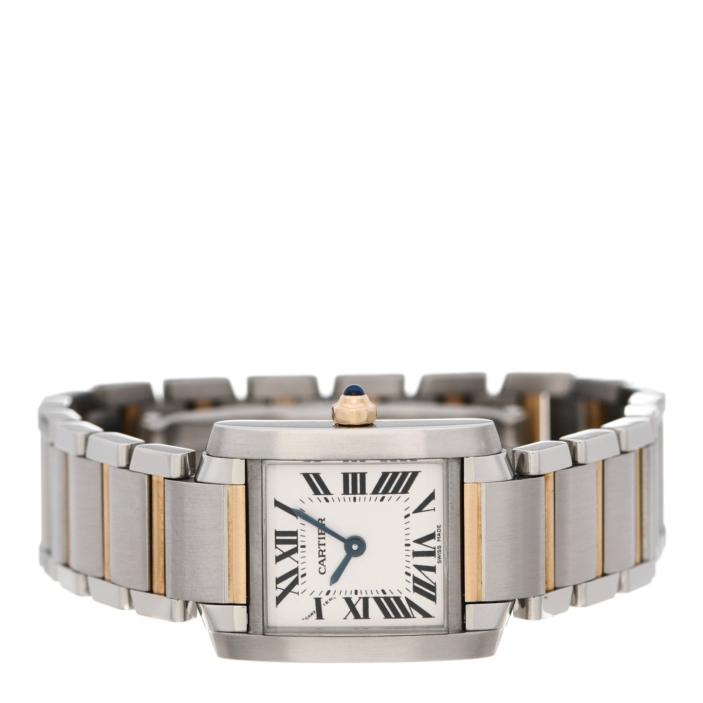 Stainless Steel 18K Yellow Gold 20mm Tank Francaise Quartz Watch