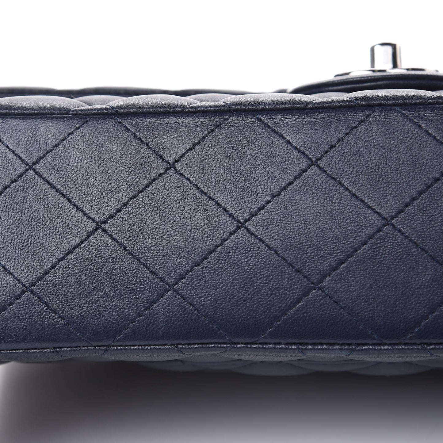 Lambskin Quilted Medium Double Flap Navy