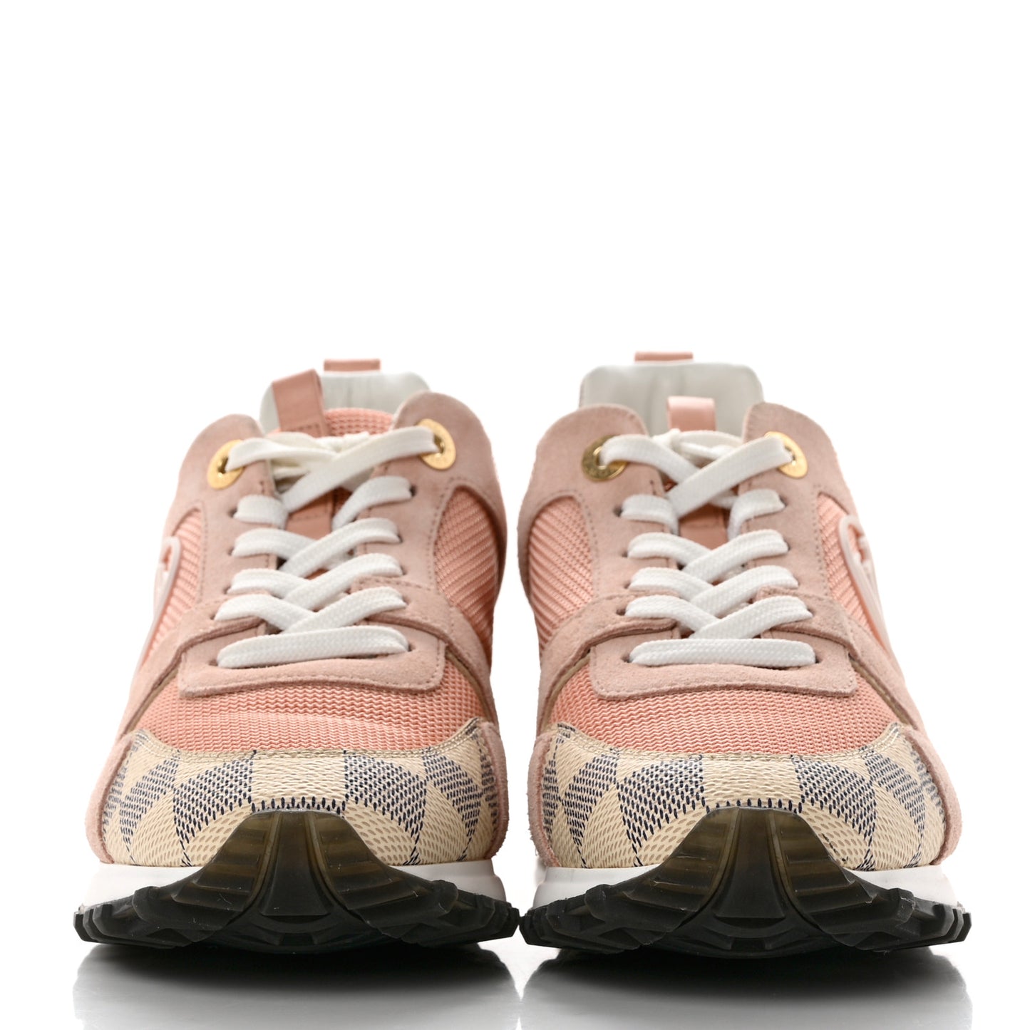 Suede Damier Azur Run Away Sneakers 35 Pink