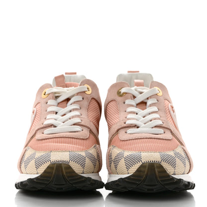 Louis Vuitton Suede Damier Azur Run Away Sneakers 35 Pink 2 of 8