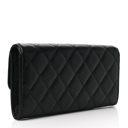 Chanel Caviar Quilted Long Flap Wallet Black 3 of 9