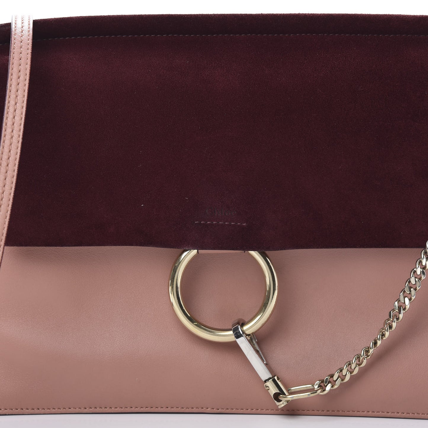 Calfskin Suede Medium Faye Shoulder Bag Misty Rose Dark Purple