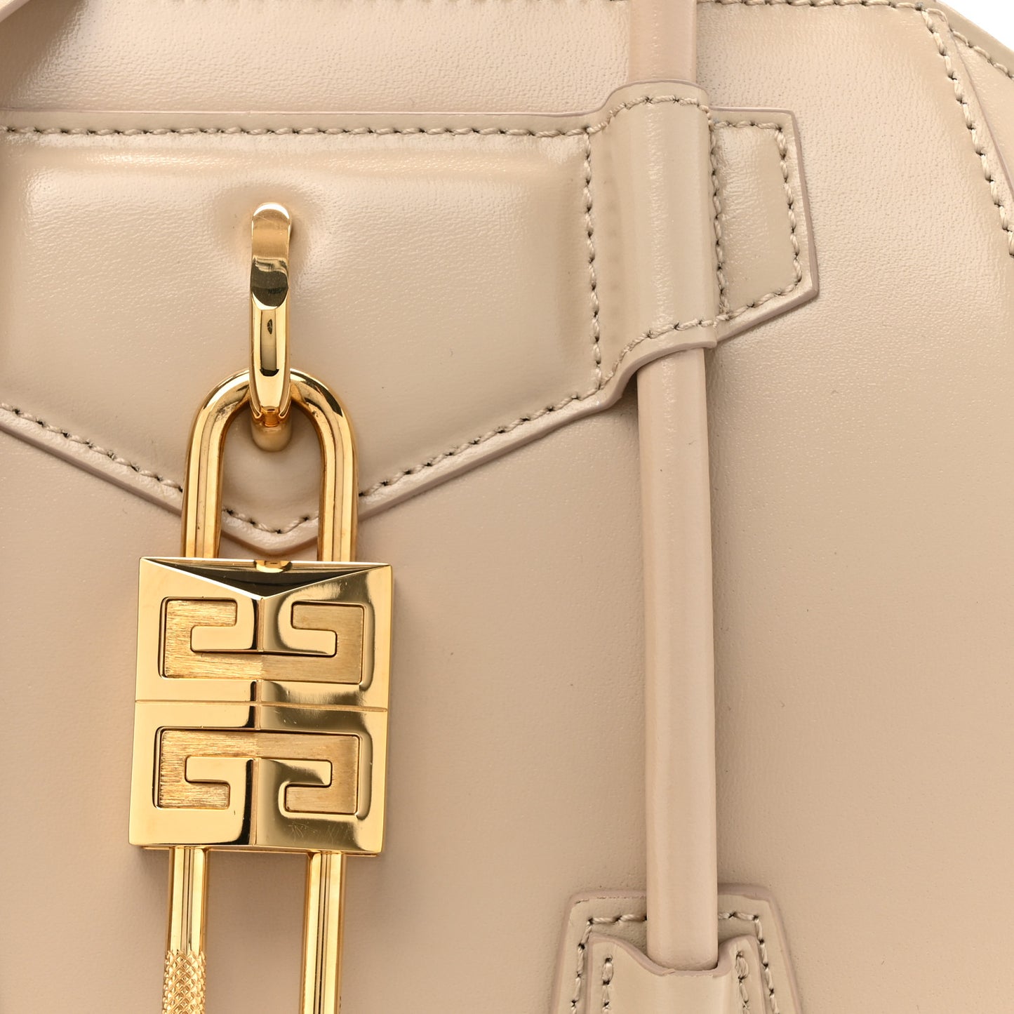 Box Calfskin Mini Lock Antigona Shoulder Bag Natural Beige