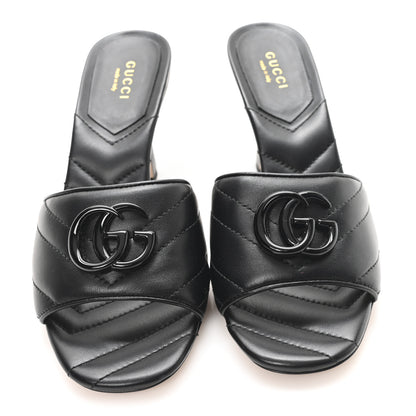 Gucci Nappa Matelasse Monochrome GG Marmont 75mm Slide Sandals 36 Black 3 of 10
