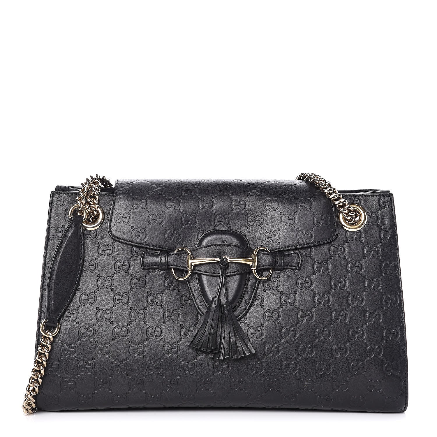 Gucci Guccissima Large Emily Chain Shoulder Bag Black 1 of 17
