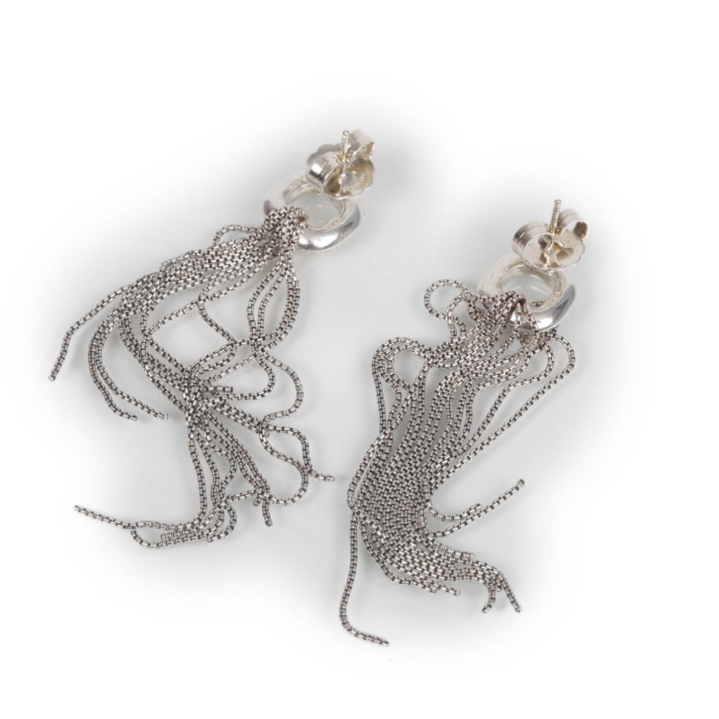 Sterling Silver Pave Diamond Waterfall Drop Earrings