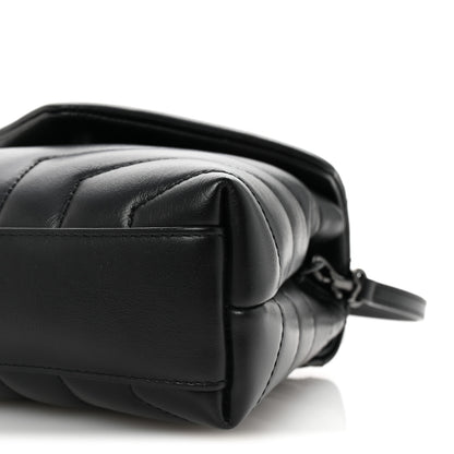 Saint Laurent Calfskin Y Quilted Monogram Monochrome Toy Loulou Crossbody Bag Black 9 of 10