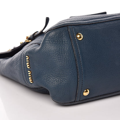 Miu Miu Cervo East-West Flap Satchel Blue 6 of 18