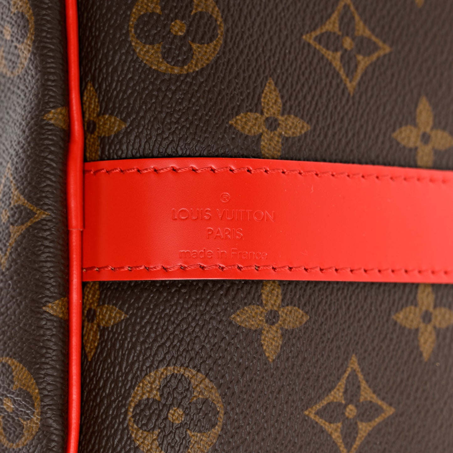 Calfskin Monogram Keepall Bandouliere 50 Coquelicot