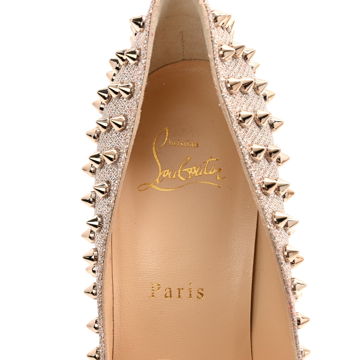 Christian Louboutin Glitter Mini Specchio Follies Spikes 120 Pumps 39 Ivory Colombe 6 of 9